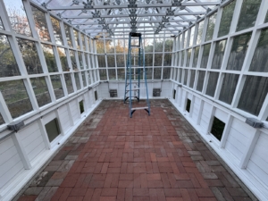 new brick floor in greenhouse